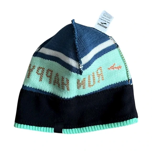 Brooks Happy Heritage Run Happy Winter Knit Beanie Pom Hat - Picture 4 of 5